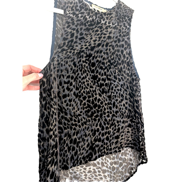 VTG Y2K Sheer Silk Velvet Burnout Leopard Fairy Grunge Baddie Hi Low Hem Tank 4 - Picture 3 of 8